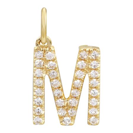 14K Diamond Initial Charm