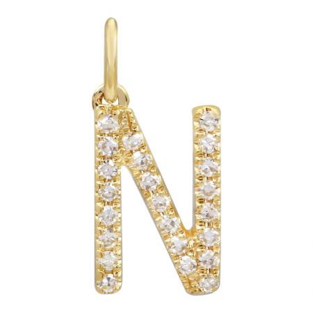 14K Diamond Initial Charm