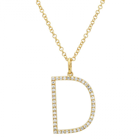 14K Diamond Initial Pendant