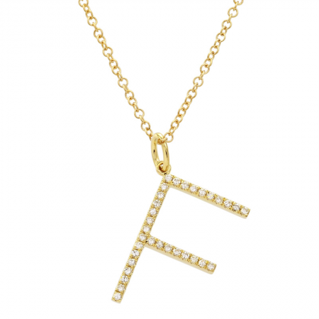 14K Diamond Initial Pendant