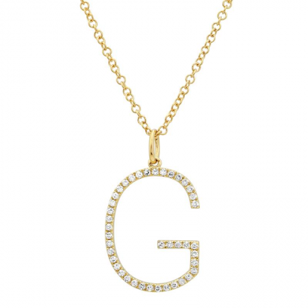 14K Diamond Initial Pendant