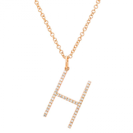 14K Diamond Initial Pendant