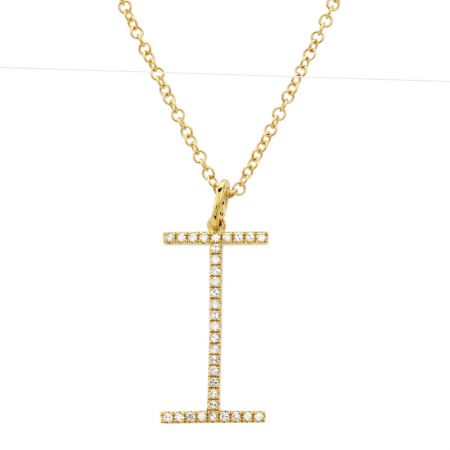 14K Diamond Initial Pendant