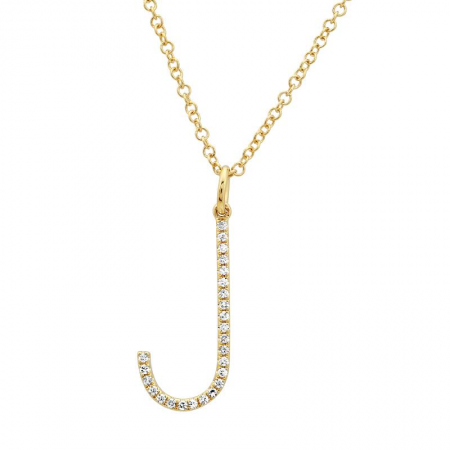14K Diamond Initial Pendant
