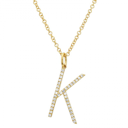 14K Diamond Initial Pendant