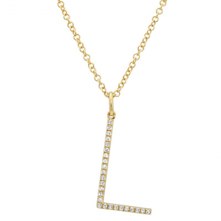 14K Diamond Initial Pendant