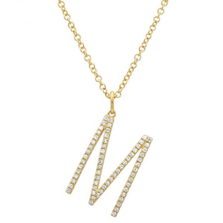 14K Diamond Initial Pendant