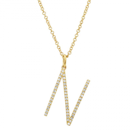 14K Diamond Initial Pendant