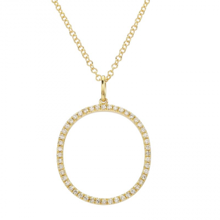 14K Diamond Initial Pendant
