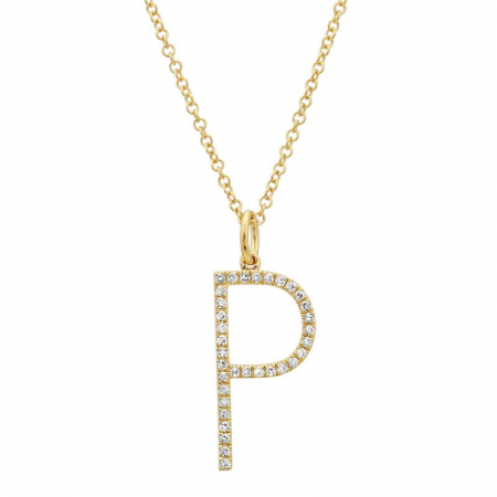 14K Diamond Initial Pendant