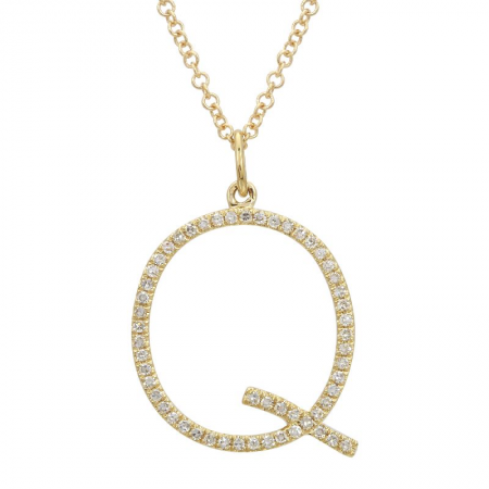 14K Diamond Initial Pendant