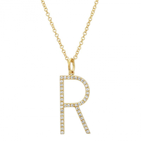 14K Diamond Initial Pendant