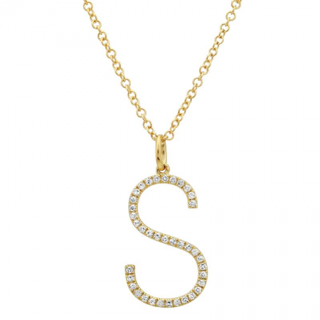 14K Diamond Initial Pendant