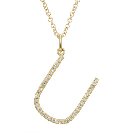 14K Diamond Initial Pendant