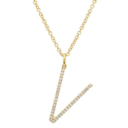 14K Diamond Initial Pendant