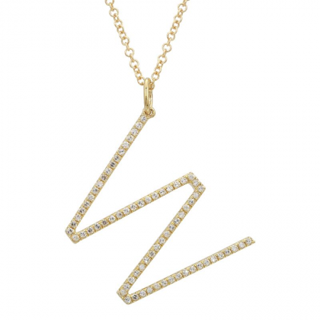 14K Diamond Initial Pendant