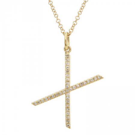 14K Diamond Initial Pendant