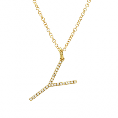 14K Diamond Initial Pendant