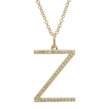 14K Diamond Initial Pendant