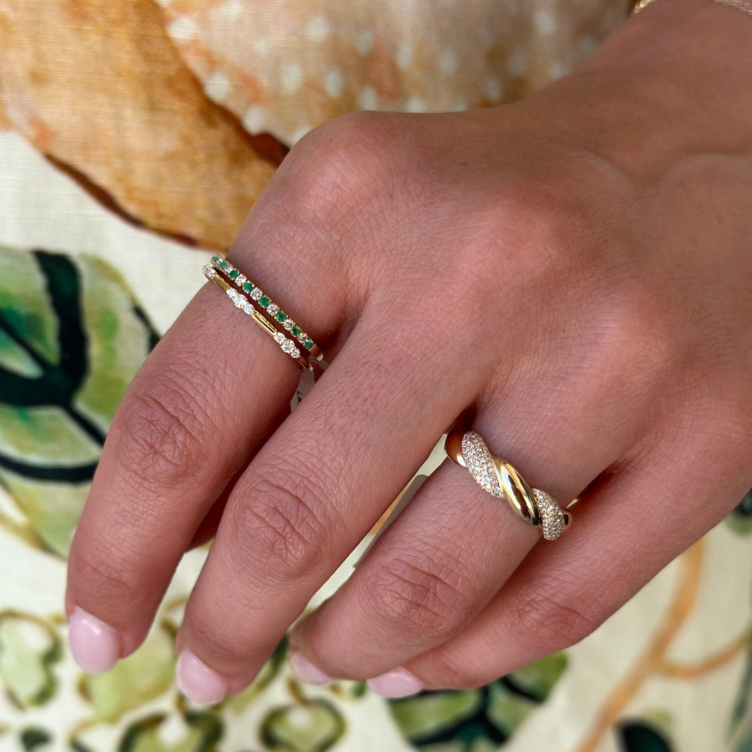 14K Diamond Lace Stack Ring