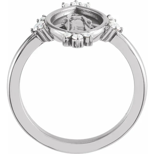 14K Diamond Miraculous Medal Ring