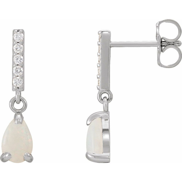 14K Diamond &amp; Opal Teardrop Earrings