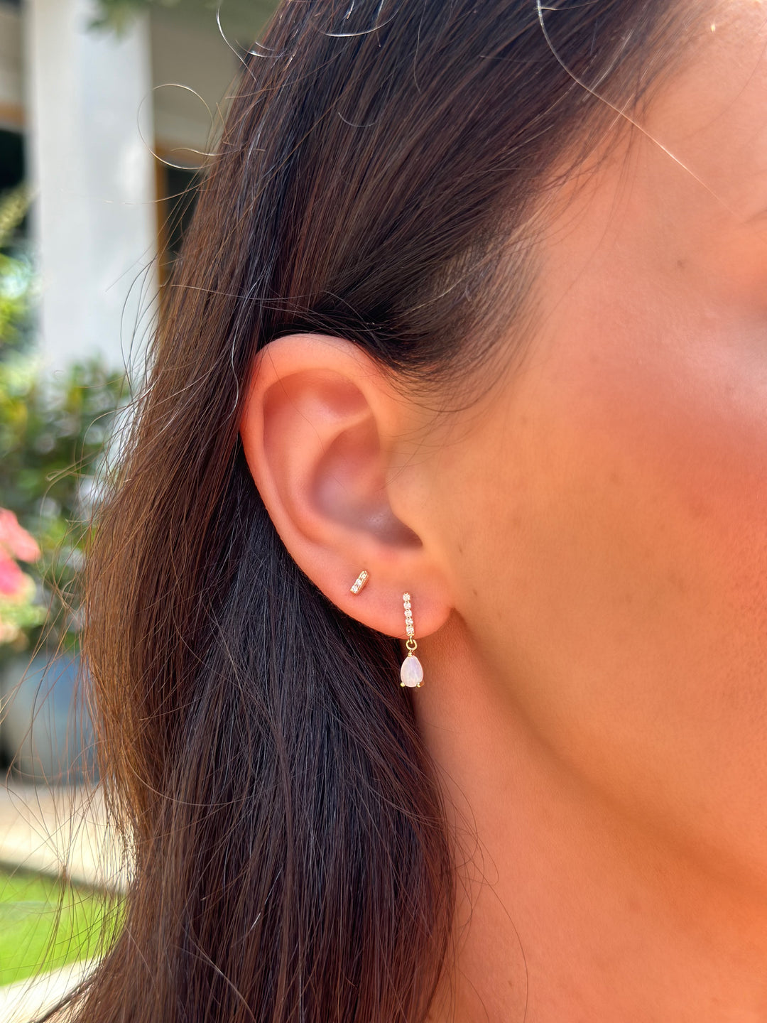 14K Diamond &amp; Opal Teardrop Earrings