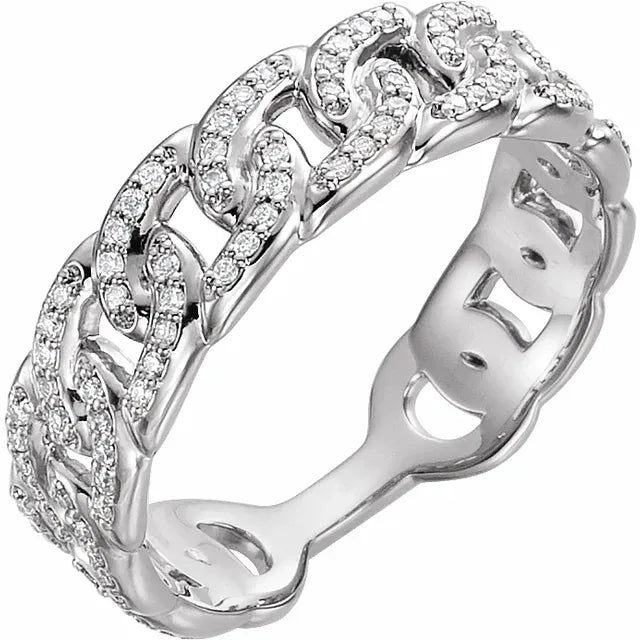14K Diamond Pave Chain Link Ring