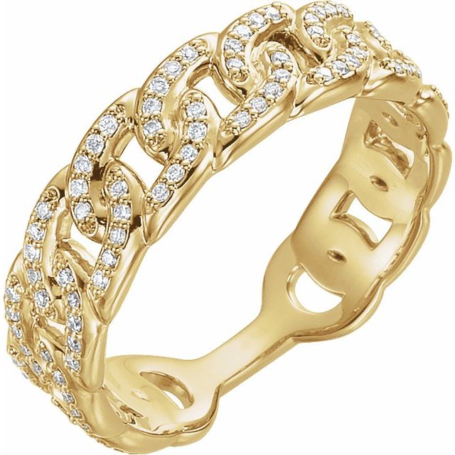 14K Diamond Pave Chain Link Ring