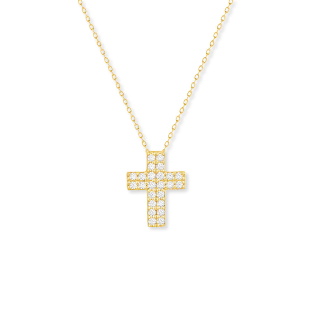 14K Diamond Pave Cross Necklace
