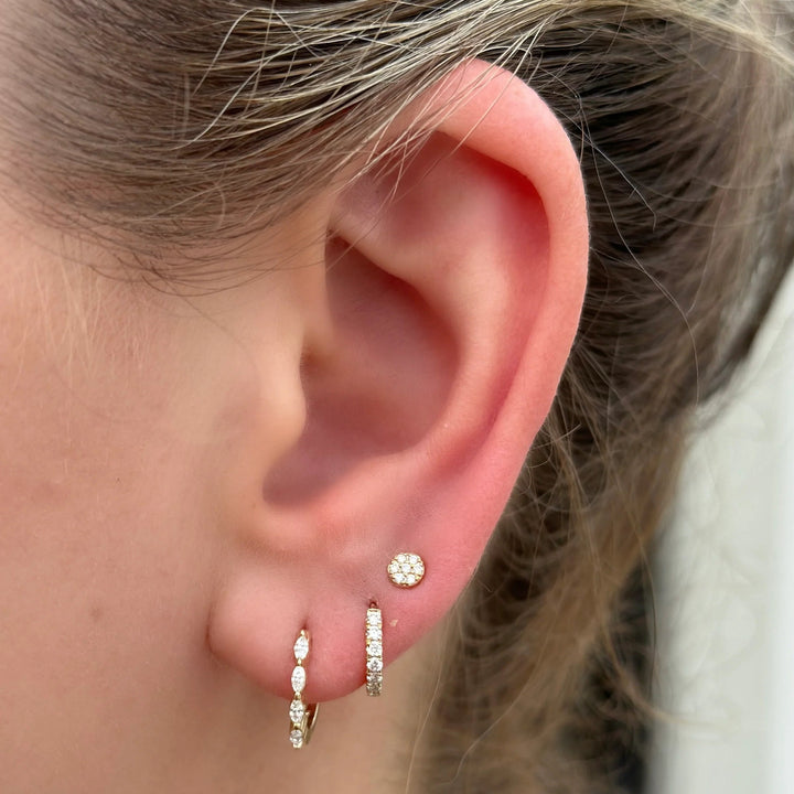 14K Diamond Pave Disc Stud