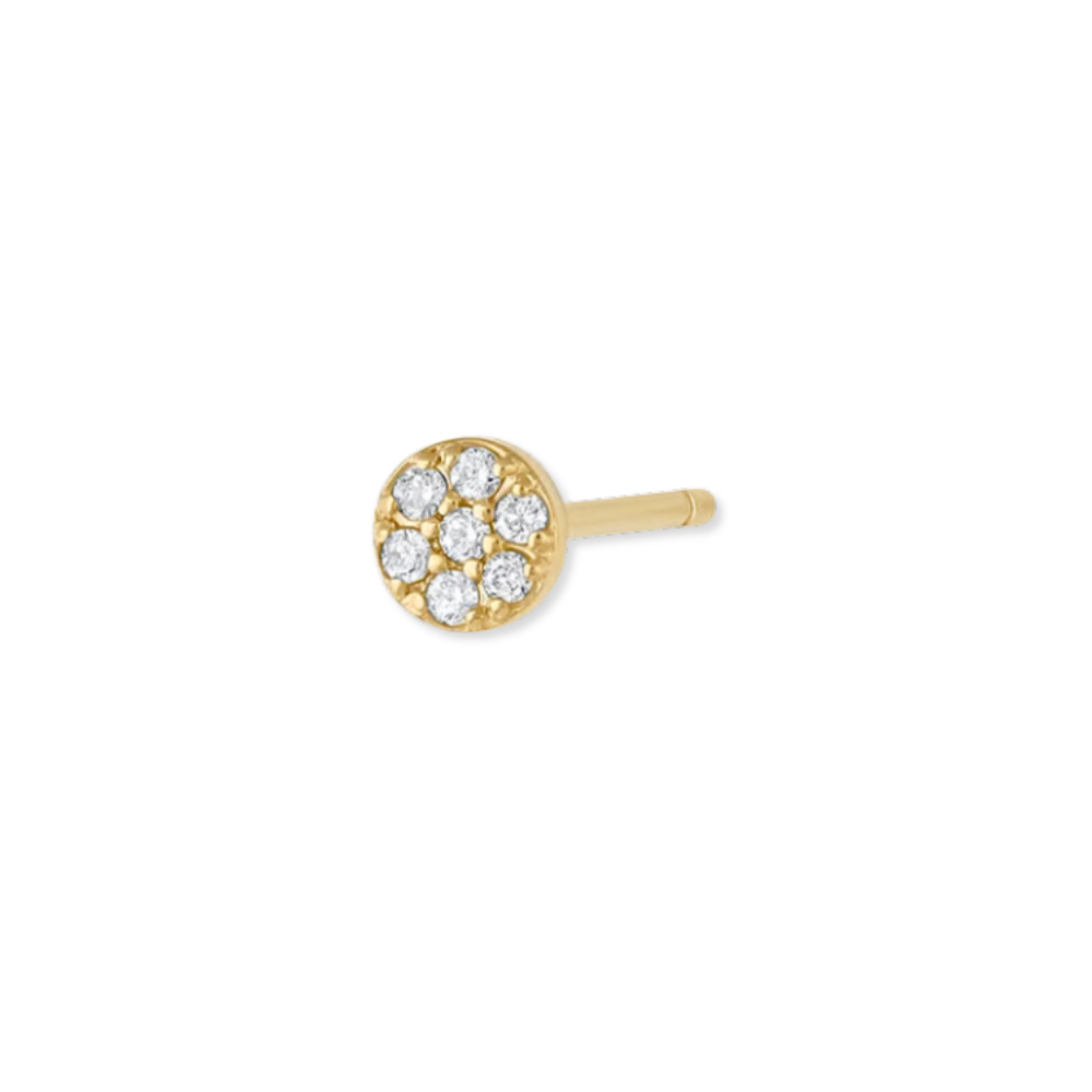 14K Diamond Pave Disc Stud