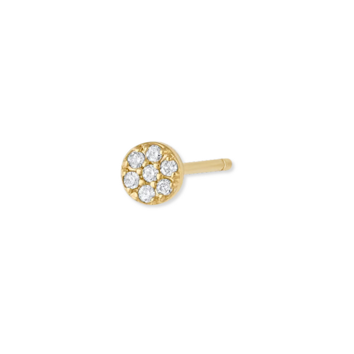 14K Diamond Pave Disc Stud
