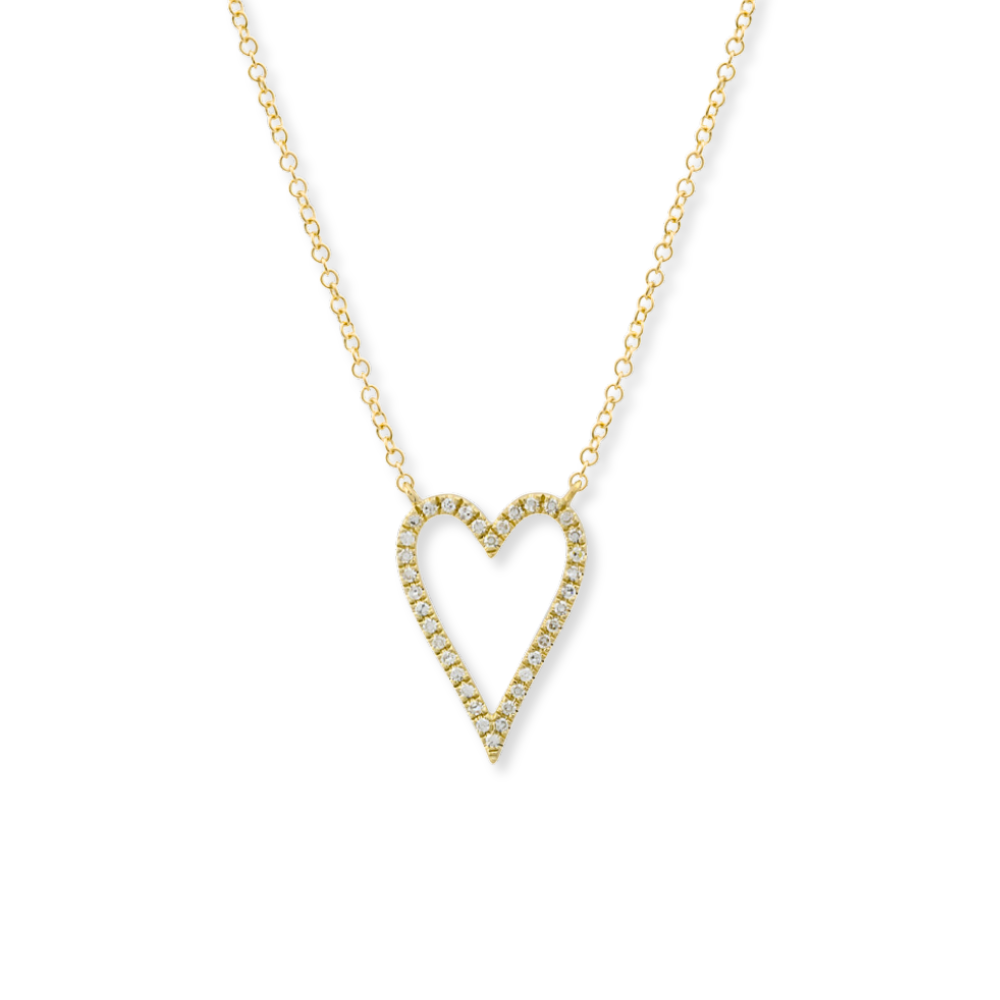14K Diamond Pave Open Heart Necklace