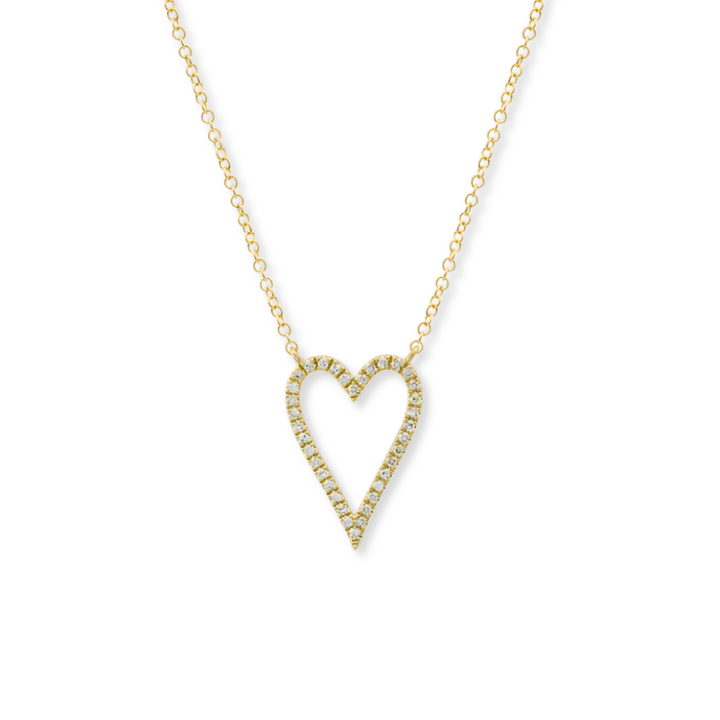 14K Diamond Pave Open Heart Necklace