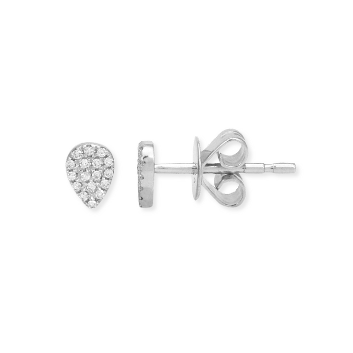 14K Diamond Pave Pear Studs