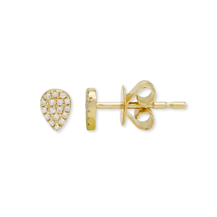 14K Diamond Pave Pear Studs