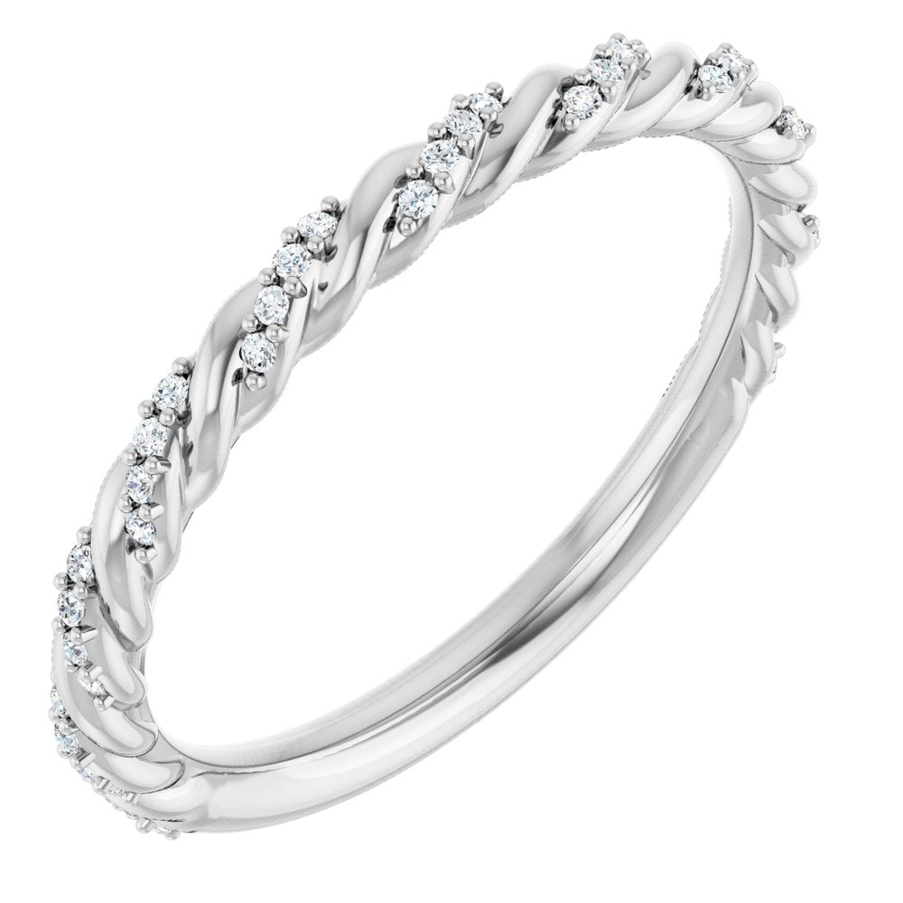 14K Diamond Pave Twist Rope Band