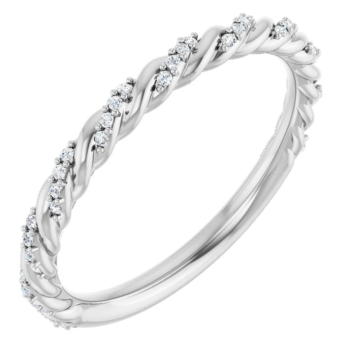 14K Diamond Pave Twist Rope Band