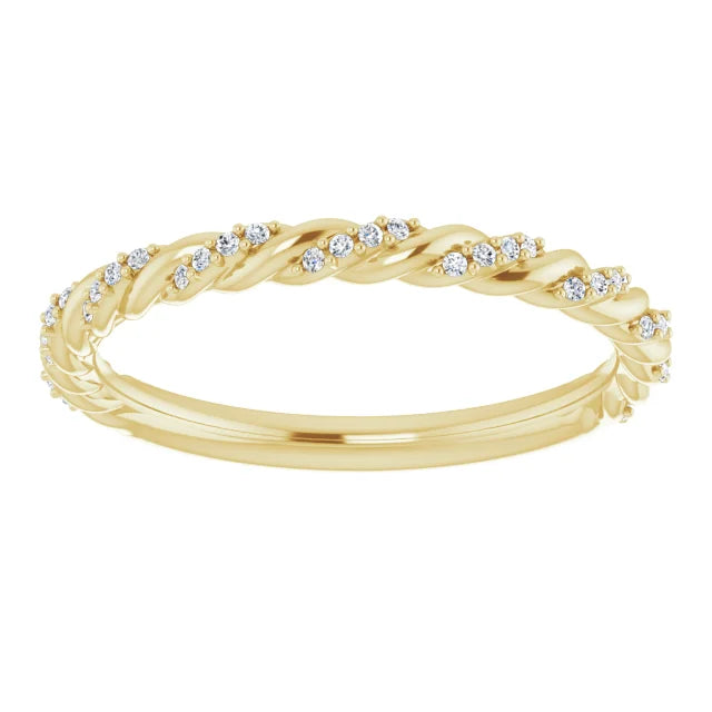 14K Diamond Pave Twist Rope Band