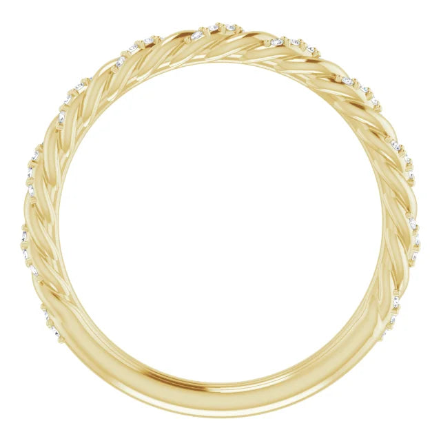 14K Diamond Pave Twist Rope Band