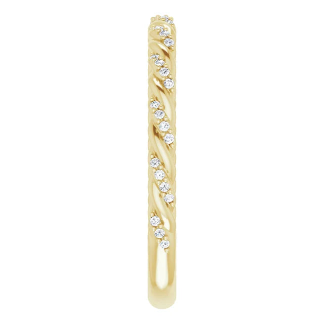 14K Diamond Pave Twist Rope Band