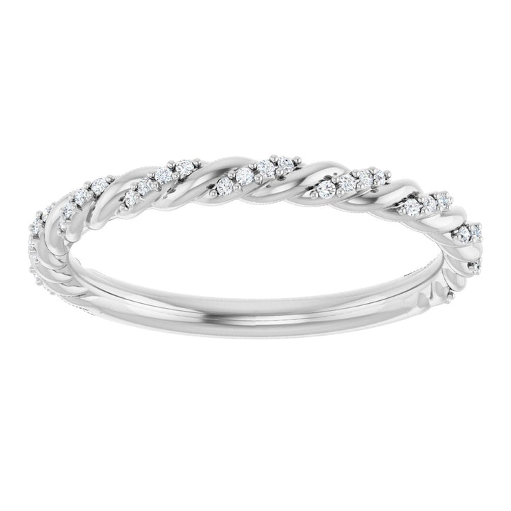 14K Diamond Pave Twist Rope Band