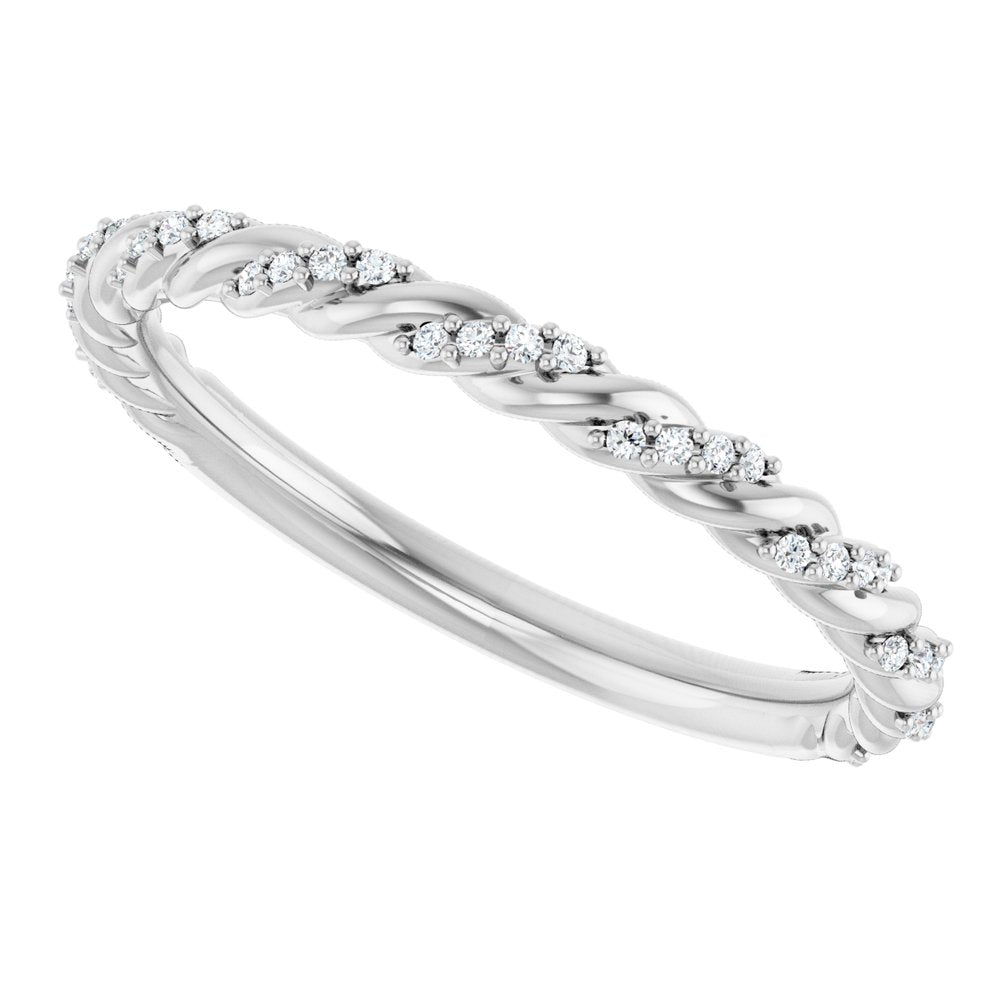 14K Diamond Pave Twist Rope Band