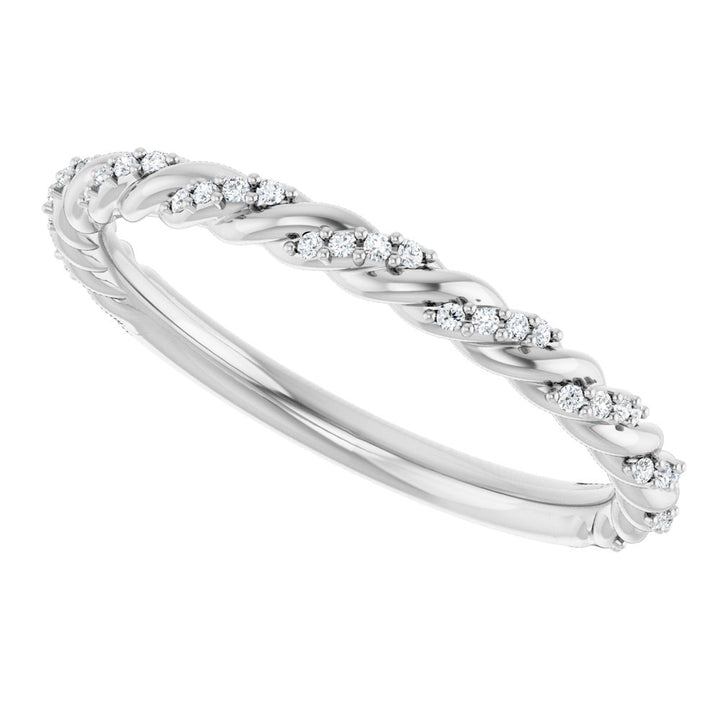 14K Diamond Pave Twist Rope Band