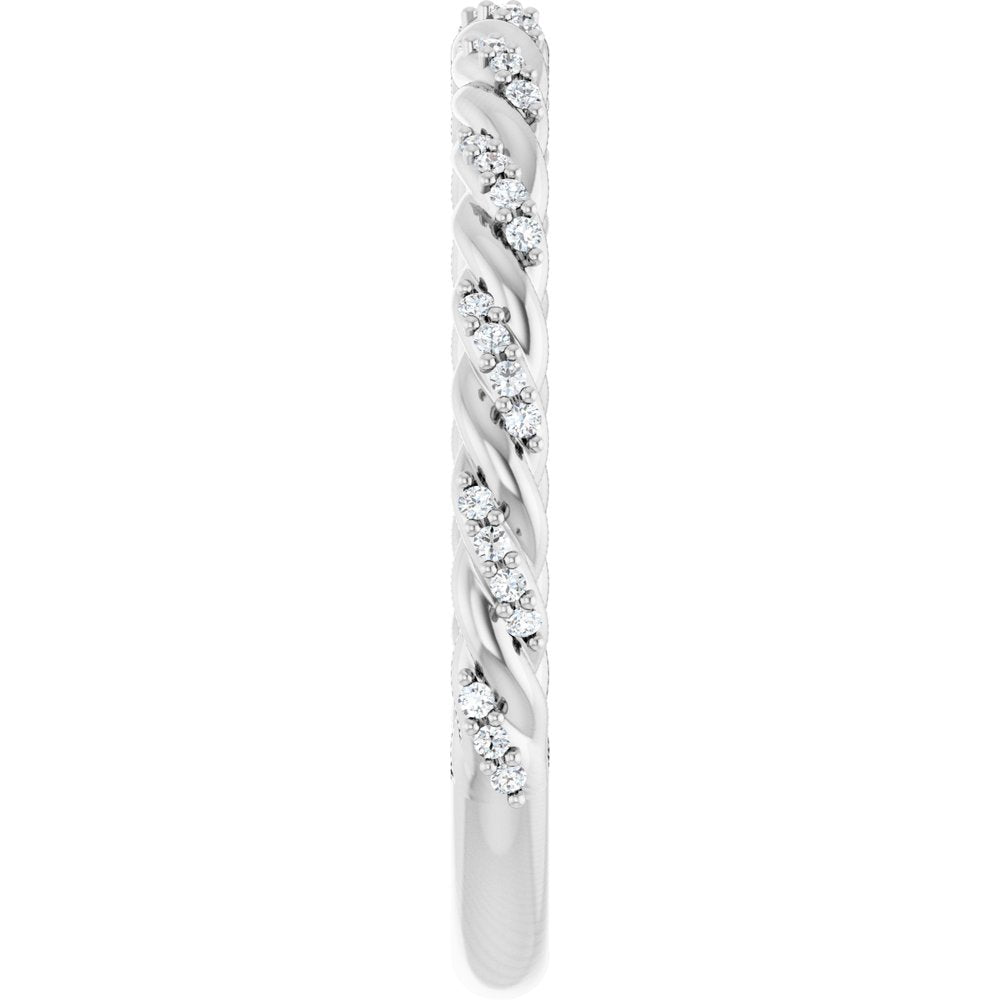 14K Diamond Pave Twist Rope Band