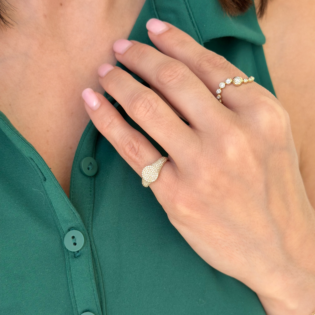 14K Diamond Signet Pinky Ring