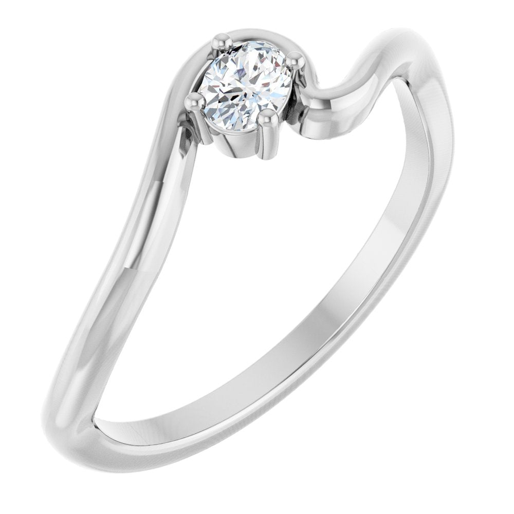 14K Diamond Solitaire Freeform Ring