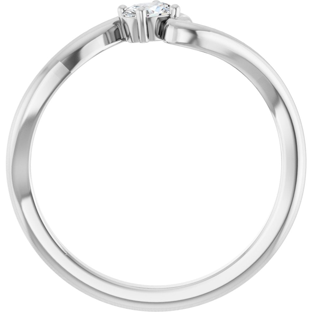 14K Diamond Solitaire Freeform Ring