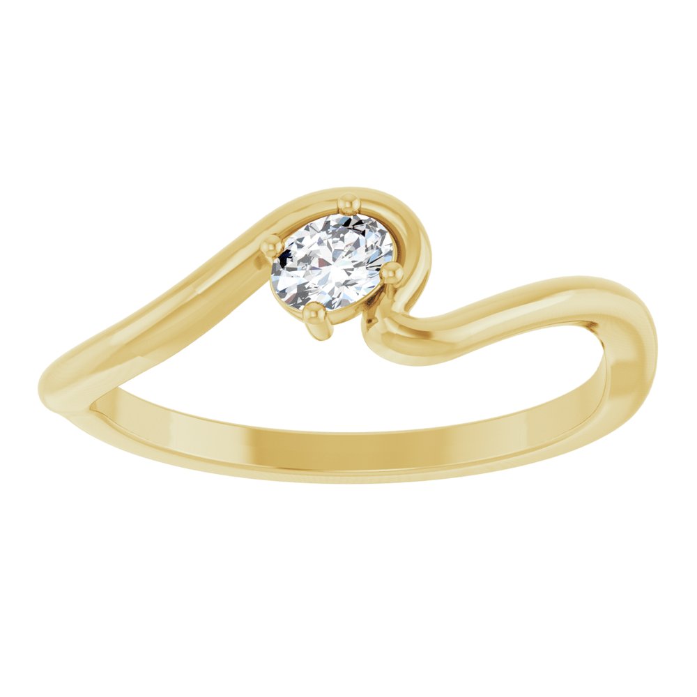 14K Diamond Solitaire Freeform Ring